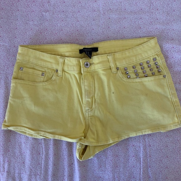 Yellow Jean Shorts - Picture 1 of 2